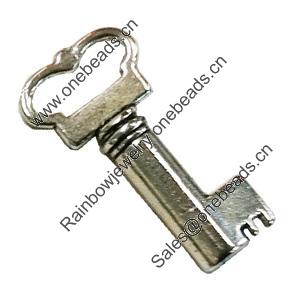 Pendant. Fashion Zinc Alloy Jewelry Findings. Lead-free. Key 30x15mm. Sold by Bag