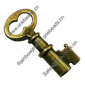 Pendant. Fashion Zinc Alloy Jewelry Findings. Lead-free. Key 38x17mm. Sold by Bag
