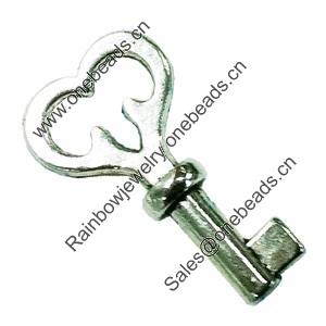Pendant. Fashion Zinc Alloy Jewelry Findings. Lead-free. Key 32x17mm. Sold by Bag