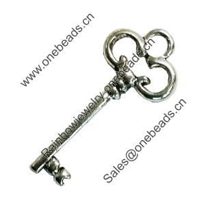Pendant. Fashion Zinc Alloy Jewelry Findings. Lead-free. Key 32x15mm. Sold by Bag