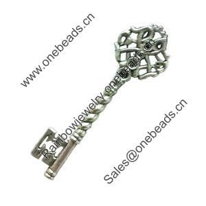 Pendant. Fashion Zinc Alloy Jewelry Findings. Lead-free. Key 65x20mm. Sold by Bag 