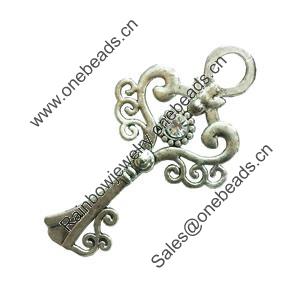 Pendant. Fashion Zinc Alloy Jewelry Findings. Lead-free. Key 59x32mm. Sold by Bag 