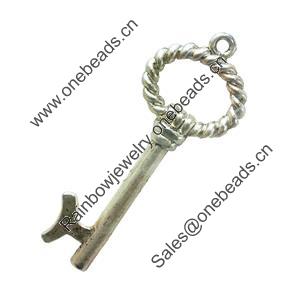 Pendant. Fashion Zinc Alloy Jewelry Findings. Lead-free. Key 55x20mm. Sold by Bag