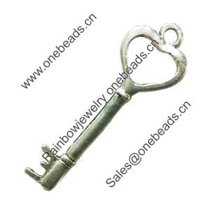 Pendant. Fashion Zinc Alloy Jewelry Findings. Lead-free. Key 49x17mm. Sold by Bag