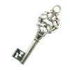 Pendant. Fashion Zinc Alloy Jewelry Findings. Lead-free. Key 47x17mm. Sold by Bag
