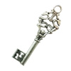 Pendant. Fashion Zinc Alloy Jewelry Findings. Lead-free. Key 47x17mm. Sold by Bag