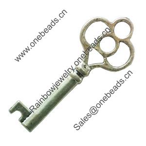 Pendant. Fashion Zinc Alloy Jewelry Findings. Lead-free. Key 41x17mm. Sold by Bag