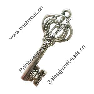 Pendant. Fashion Zinc Alloy Jewelry Findings. Lead-free. Key 41x16mm. Sold by Bag