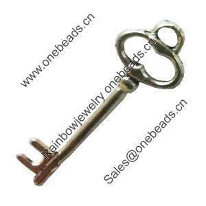 Pendant. Fashion Zinc Alloy Jewelry Findings. Lead-free. Key 39x13mm. Sold by Bag