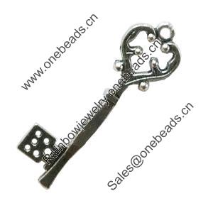 Pendant. Fashion Zinc Alloy Jewelry Findings. Lead-free. Key 36x11mm. Sold by Bag