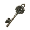 Pendant. Fashion Zinc Alloy Jewelry Findings. Lead-free. Key 32x11mm. Sold by Bag