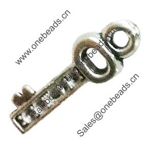 Pendant. Fashion Zinc Alloy Jewelry Findings. Lead-free. Key 16x6mm. Sold by Bag