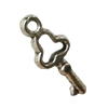 Pendant. Fashion Zinc Alloy Jewelry Findings. Lead-free. Key 13x6mm. Sold by Bag
