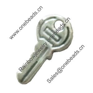 Pendant. Fashion Zinc Alloy Jewelry Findings. Lead-free. Key 19x8mm. Sold by Bag