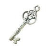 Pendant. Fashion Zinc Alloy Jewelry Findings. Lead-free. Key 31x10mm. Sold by Bag