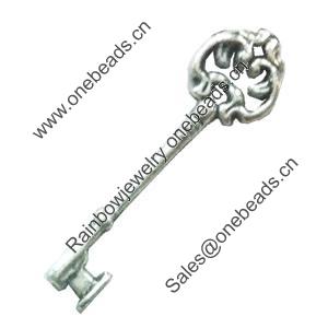 Pendant. Fashion Zinc Alloy Jewelry Findings. Lead-free. Key 31x9mm. Sold by Bag