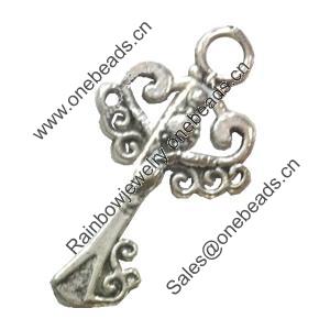 Pendant. Fashion Zinc Alloy Jewelry Findings. Lead-free. Key 34x19mm. Sold by Bag