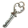 Pendant. Fashion Zinc Alloy Jewelry Findings. Lead-free. Key 40x14mm. Sold by Bag
