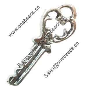 Pendant. Fashion Zinc Alloy Jewelry Findings. Lead-free. Key 40x14mm. Sold by Bag