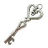 Pendant. Fashion Zinc Alloy Jewelry Findings. Lead-free. Key 40x13mm. Sold by Bag
