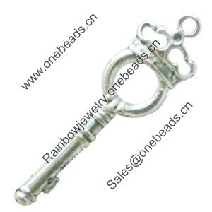 Pendant. Fashion Zinc Alloy Jewelry Findings. Lead-free. Key 43x13mm. Sold by Bag