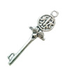 Pendant. Fashion Zinc Alloy Jewelry Findings. Lead-free. Key 43x11mm. Sold by Bag
