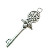 Pendant. Fashion Zinc Alloy Jewelry Findings. Lead-free. Key 43x11mm. Sold by Bag