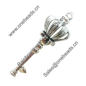 Pendant. Fashion Zinc Alloy Jewelry Findings. Lead-free. Key 49x19mm. Sold by Bag