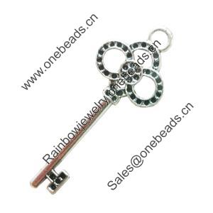 Pendant. Fashion Zinc Alloy Jewelry Findings. Lead-free. Key 59x24mm. Sold by Bag 
