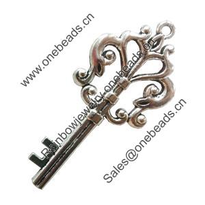 Pendant. Fashion Zinc Alloy Jewelry Findings. Lead-free. Key 76x37mm. Sold by Bag