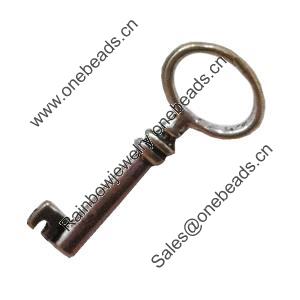 Pendant. Fashion Zinc Alloy Jewelry Findings. Lead-free. Key 34x15mm. Sold by Bag 