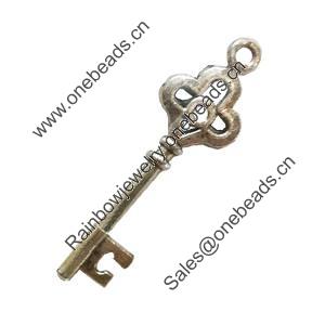 Pendant. Fashion Zinc Alloy Jewelry Findings. Lead-free. Key 36x11mm. Sold by Bag