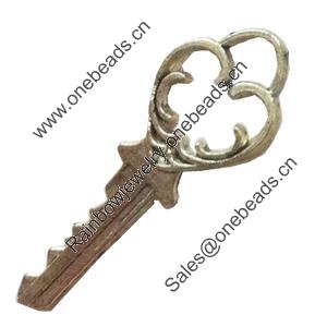Pendant. Fashion Zinc Alloy Jewelry Findings. Lead-free. Key 41x14mm. Sold by Bag