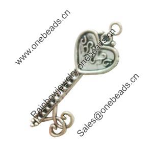 Pendant. Fashion Zinc Alloy Jewelry Findings. Lead-free. Key 68x23mm. Sold by Bag