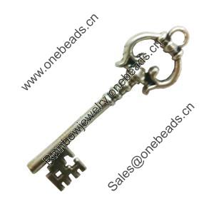 Pendant. Fashion Zinc Alloy Jewelry Findings. Lead-free. Key 70x20mm. Sold by Bag
