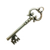 Pendant. Fashion Zinc Alloy Jewelry Findings. Lead-free. Key 70x20mm. Sold by Bag
