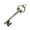 Pendant. Fashion Zinc Alloy Jewelry Findings. Lead-free. Key 70x20mm. Sold by Bag