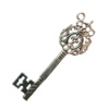 Pendant. Fashion Zinc Alloy Jewelry Findings. Lead-free. Key 73x23mm. Sold by Bag
