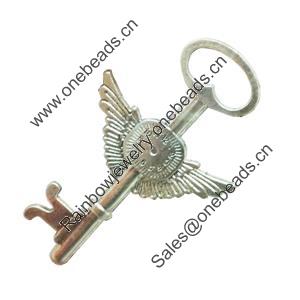 Pendant. Fashion Zinc Alloy Jewelry Findings. Lead-free. Key 70x47mm. Sold by Bag