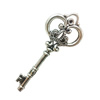 Pendant. Fashion Zinc Alloy Jewelry Findings. Lead-free. Key 79x34mm. Sold by Bag
