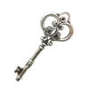 Pendant. Fashion Zinc Alloy Jewelry Findings. Lead-free. Key 79x34mm. Sold by Bag