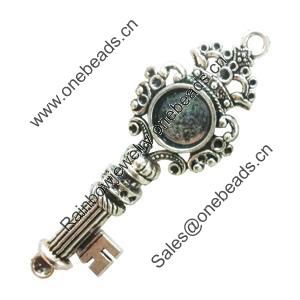 Pendant. Fashion Zinc Alloy Jewelry Findings. Lead-free. Key 81x28mm. Sold by Bag