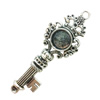 Pendant. Fashion Zinc Alloy Jewelry Findings. Lead-free. Key 81x28mm. Sold by Bag