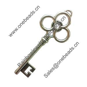 Pendant. Fashion Zinc Alloy Jewelry Findings. Lead-free. Key 88x38mm. Sold by Bag