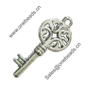 Pendant. Fashion Zinc Alloy Jewelry Findings. Lead-free. Key 30x13mm. Sold by Bag