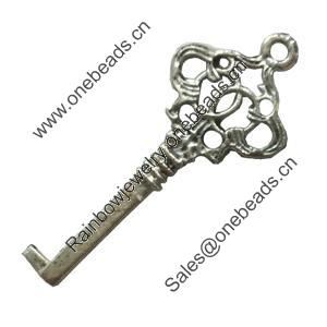 Pendant. Fashion Zinc Alloy Jewelry Findings. Lead-free. Key 47x20mm. Sold by Bag