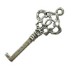 Pendant. Fashion Zinc Alloy Jewelry Findings. Lead-free. Key 47x20mm. Sold by Bag