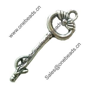 Pendant. Fashion Zinc Alloy Jewelry Findings. Lead-free. Key 39x13mm. Sold by Bag