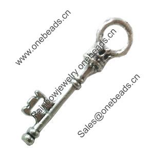 Pendant. Fashion Zinc Alloy Jewelry Findings. Lead-free. Key 37x12mm. Sold by Bag