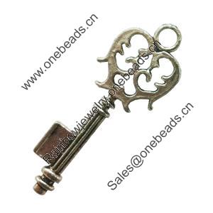 Pendant. Fashion Zinc Alloy Jewelry Findings. Lead-free. Key 52x19mm. Sold by Bag